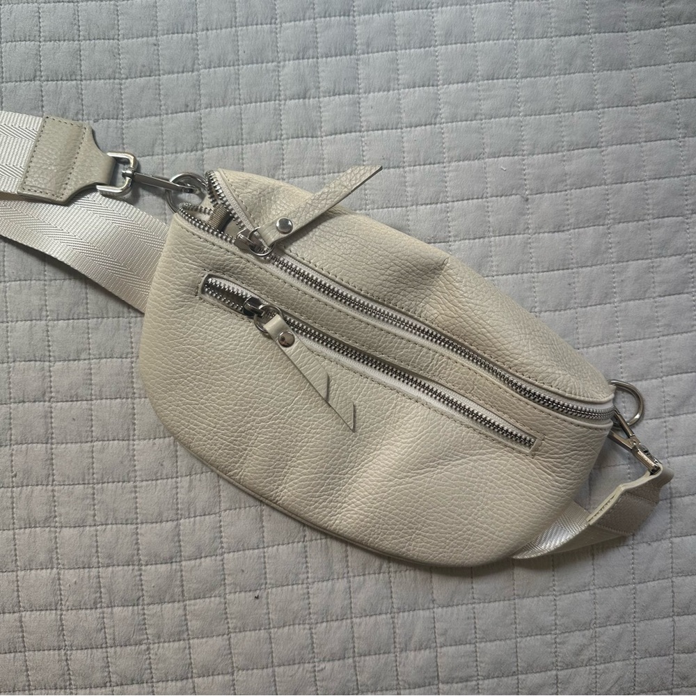 Cream Faux Leather Belt Bag
